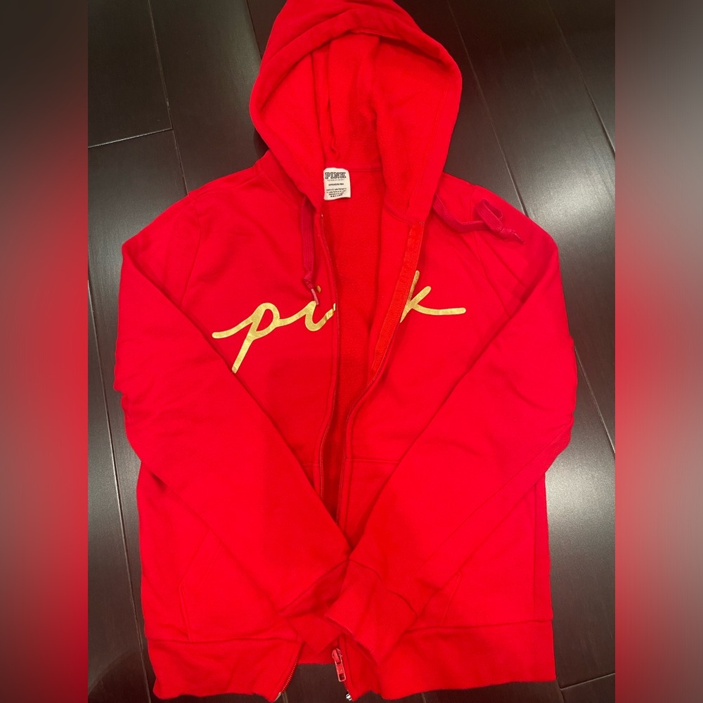 PINK Victoria's Secret Red zip up Hoodie Jacket